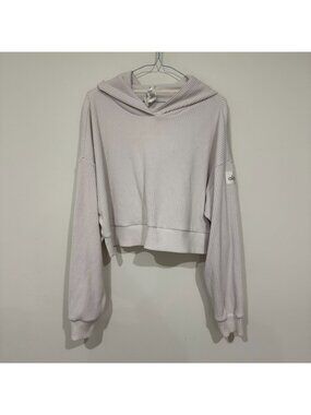 Alo Womens Muse Hoodie Ivory White Size M Cropped Corduroy